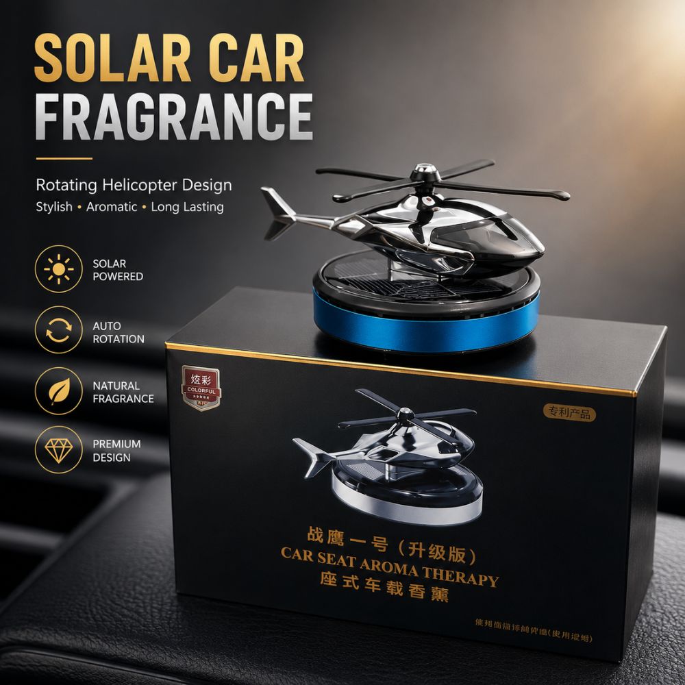Solar powered helicopter air freshener
Rotating helicopter car perfume
Dashboard fragrance diffuser
Luxury car air freshener
Solar powered car aroma accessory