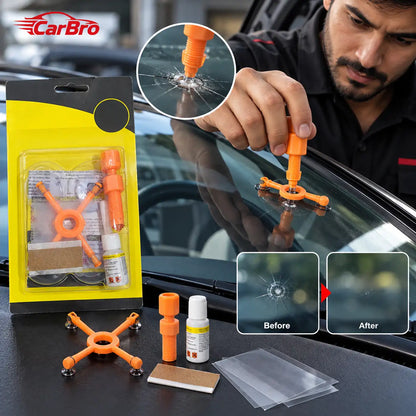 Windshield Crack & Chip Repair Kit | DIY Car Glass Repair Tool with Resin Applicator, Vacuum Suction System