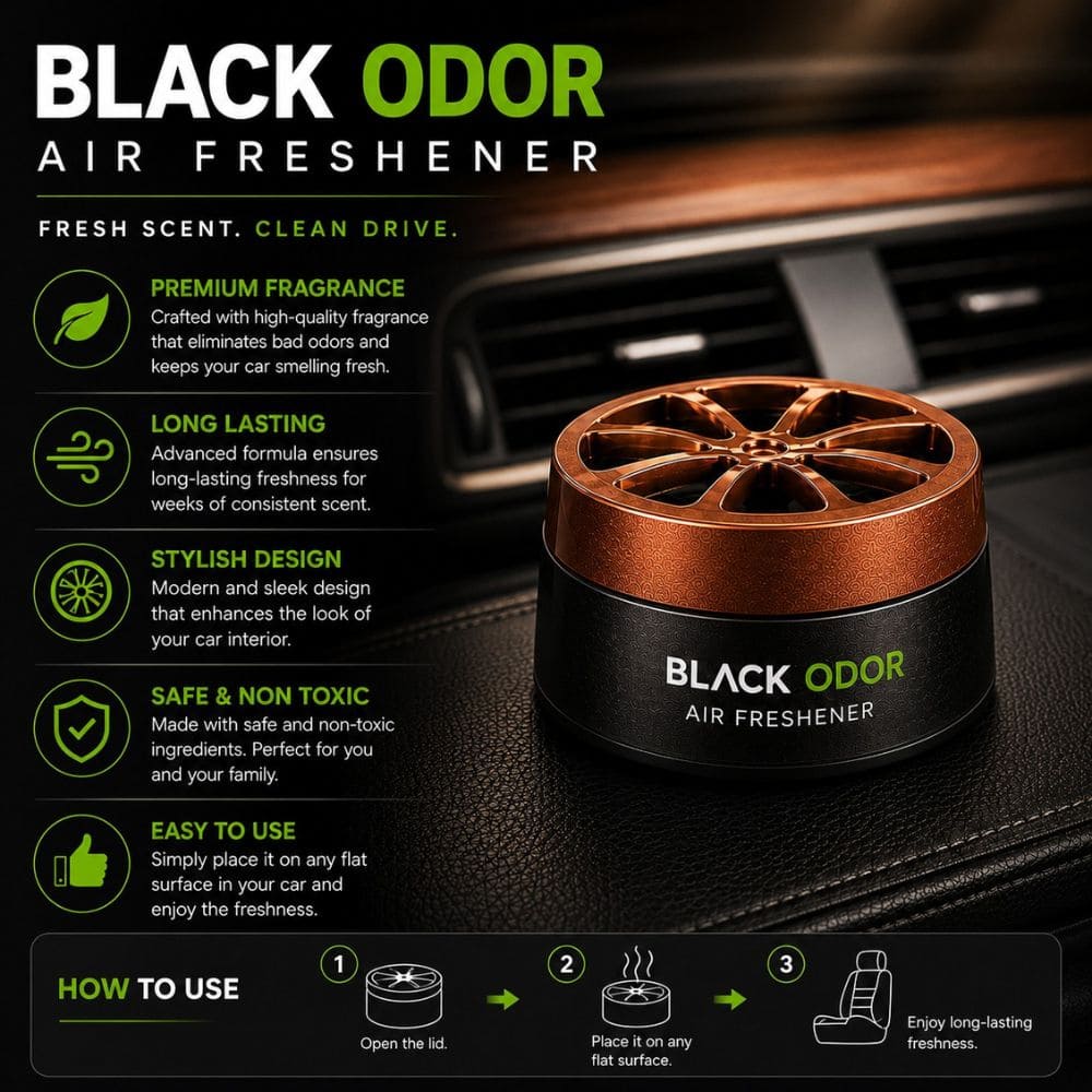 Black Odor Luxury Car Air Freshener – Long Lasting Premium Car Perfume Can - CarBro