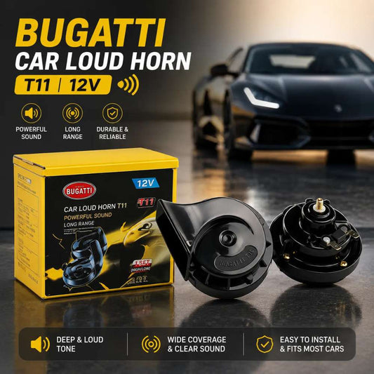 Bugatti Car Loud Horn T11 12V – Powerful Dual Tone Universal Car Horn - CarBro