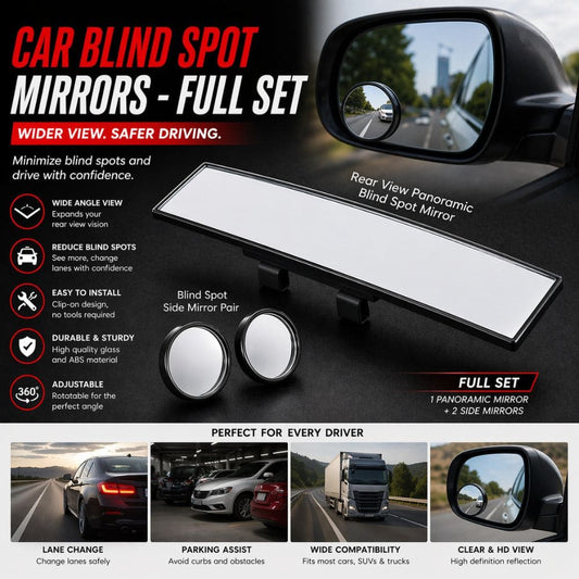 Car Blind Spot Mirrors Full Set - CarBro