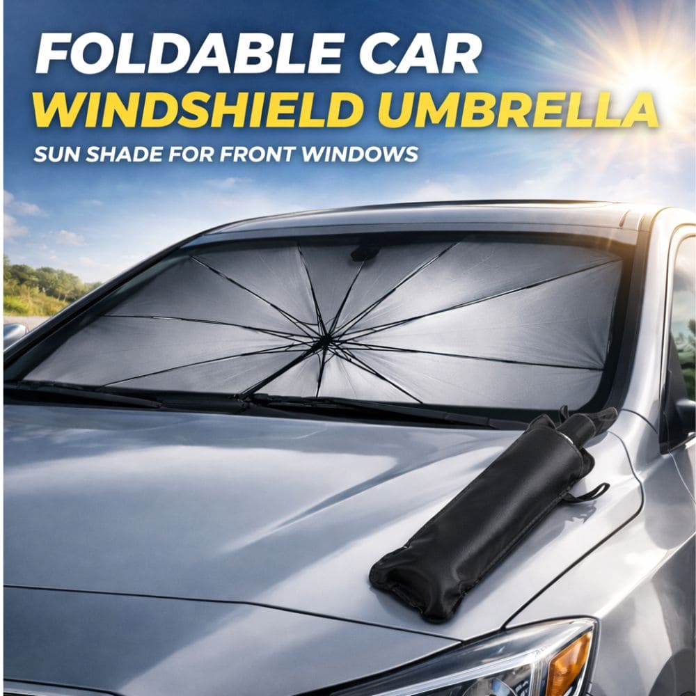 Car Windshield Sun Shade Umbrella – Foldable UV & Heat Protection Cover - CarBro