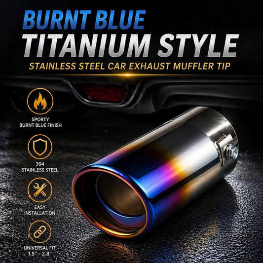 CarBro Burnt Titanium Exhaust Muffler Tip – Universal Silencer Tip Sporty Look Upgrade - CarBro