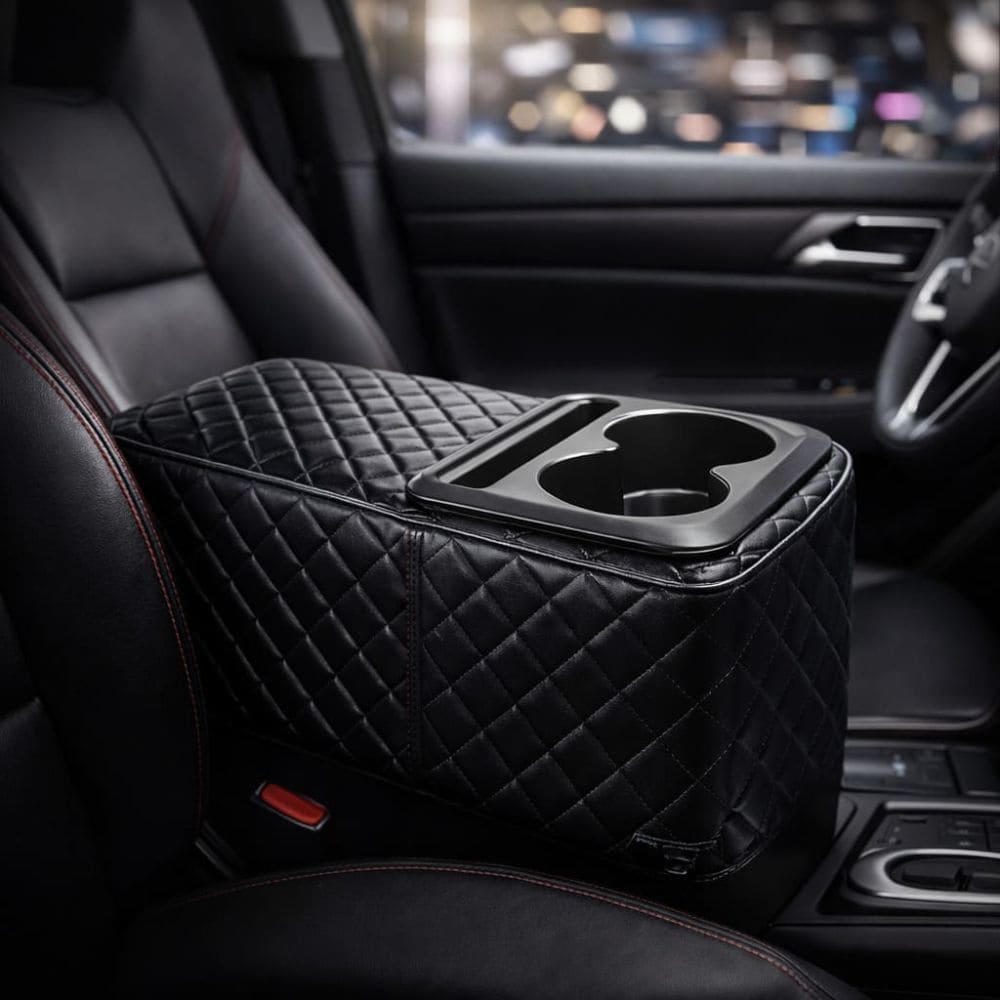CARBRO.PK Elite Car Armrest Organizer with Dual Cup Holder – Premium Storage Console for Cars - CarBro