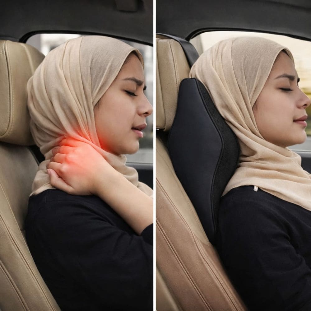 CARBRO.PK Premium Car Neck Cushion – Memory Foam Ergonomic Support Pillow for Pain Relief & Long Drives - CarBro