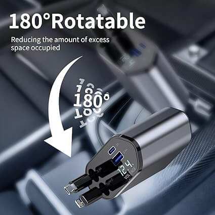 CarBro 4-in-1 Retractable Car Charger | Fast Charging Multi Cable Car Adapter