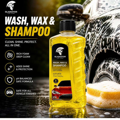 Gladiator Wash & Wax Car Shampoo 450ML – GT30 | High Gloss Car Cleaning Formula - CarBro