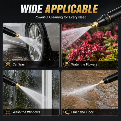 High Pressure Water Spray Nozzle – Adjustable Hose Pipe Sprayer for Car Wash, Garden & Home Cleaning (Leak - Proof Aluminum Design) - CarBro