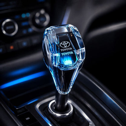 LED Crystal Gear Shift Knob – with Logo | RGB Touch Lighting Transparent Design - CarBro