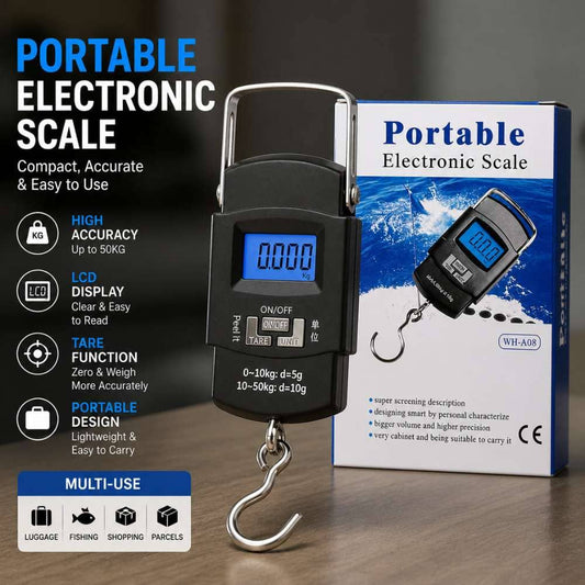 Portable Digital Luggage Scale – 50KG High Precision Hanging Scale with LCD Display | Travel Suitcase Weight Checker - CarBro