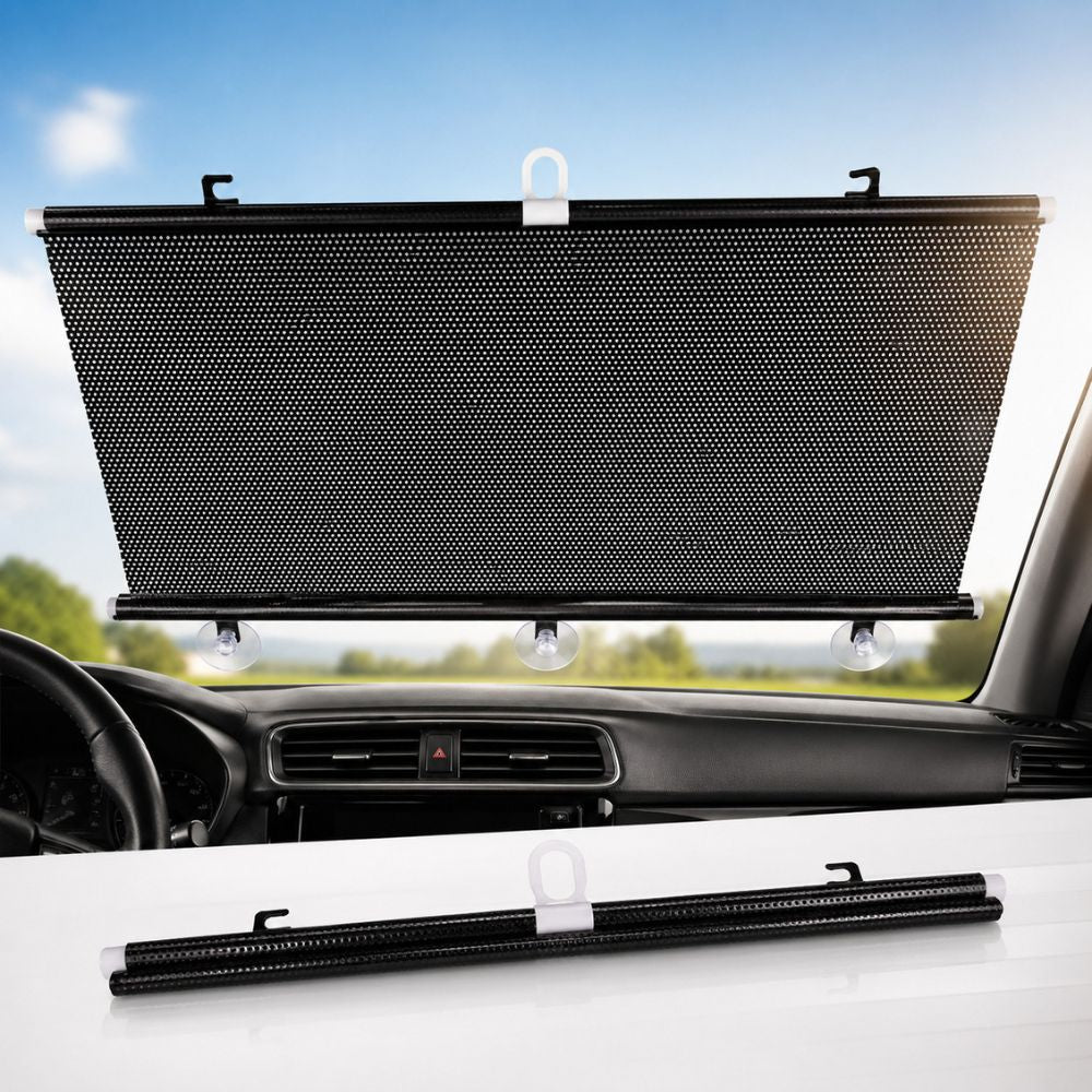 Retractable Rolling Car Sunshade – Universal Fit UV Protection Curtain, Heat Blocking PVC Window Shade for All Cars - CarBro