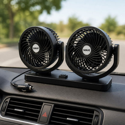 SOGO Dual Head Car Fan 12V – 360° Adjustable Cooling Fan - CarBro